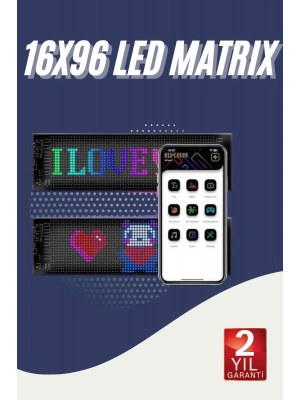 Cama Yapışan En Büyük Boy 16X96 Telefon Kontrollü Led Ekran Digital Araba Yazısı