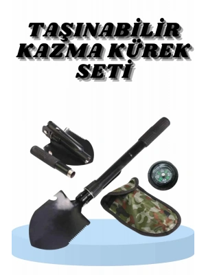 Çelik Katlanır Fonksiyonel Kamp Kazma Kürek Ve Kesme Aleti Seti Küçük Kazma Kürek Seti