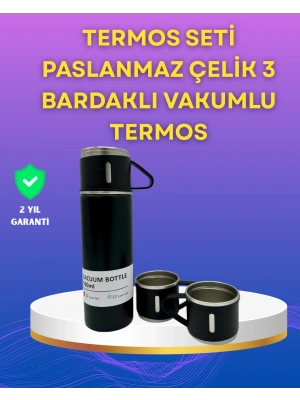 Çelik Termos Bardak Seti | 500 ml Kapasite, Kaymaz Taban, Hediye Kutulu