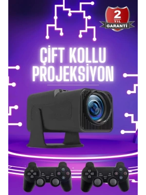 Çift Kollu Projeksiyon Taşınabilir Game Projektör Full Hd 1080P 4k Projeksiyon Gamepad