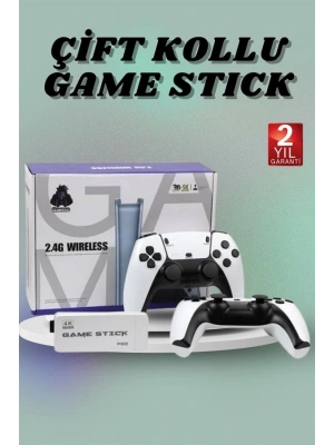 Çift Oyun Kollu 4K HD Ekran Nostaljik 20.000 Oyunlu Beyaz Game Stick