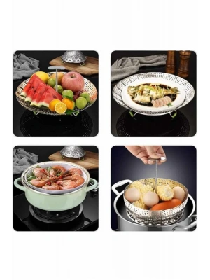 Çok Amaçlı Buharda Sebze Pişirme Haşlama Aparatı Katlanabilir Sebze Sağlıklı Pişirme Aparatı
