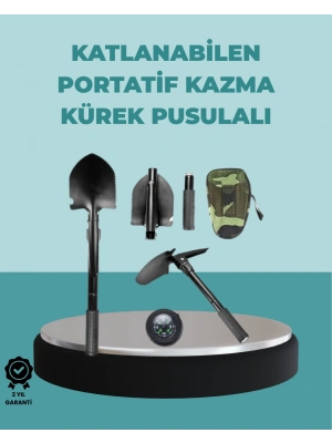 Çok İşlevli Bahçe ve Kamp Aleti – Pusulalı ve Kaymaz Saplı