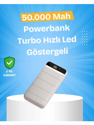 Çoklu Cihaz Uyumlu LED Ekranlı 50000 mAh Powerbank