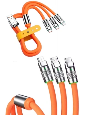 Çoklu Şarj Kablosu USB Type-C İOS Uyumlu 120W Hızlı Şarj Kablosu