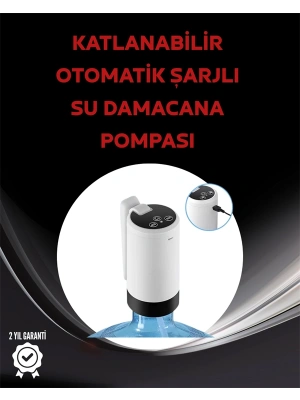Damacana Üstü Akıllı Su Pompası | 3 Damacana Kullanım | 4W Güç | Micro USB Şarjlı | Katlanabilir & Taşınabilir