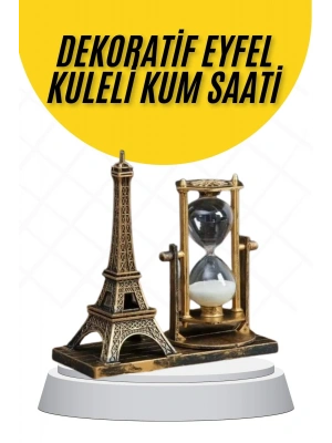 Dekoratif Eyfel Kulesi ve Kum Saati Vintage Tarzı Masa Süsü Biblo