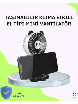 Dekoratif Panda Tasarımlı Küçük Boy Fan