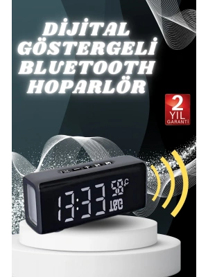 Dijital Göstergeli Bluetooth Hoparlör Speaker Taşınabilir Kancalı Saat Göstergeli