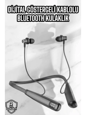 Dijital Göstergeli Kulak İçi Kablosuz Bluetooth Kulaklık Boyun Bantlı