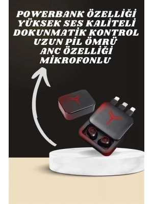 Dijital Göstergeli Powerbank Kablosuz Kulaklık ve 7 Kordonlu Yeni Nesil Akıllı Saat Dokunmatik Kontrol