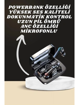 Dijital Göstergeli Powerbank Kulaklık ve 7 Kordonlu Yeni Nesil Akıllı Saat Amoled Ekran