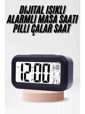 Dijital Işıklı Alarmlı Çalışma Masası Ekran Pilli Çalar Saat