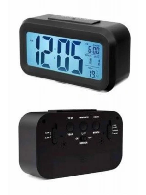 Dijital Masa Saati Takvim Çalar Saat Alarmlı Işıklı Led Ekran Pilli