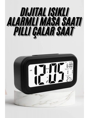 Dijital Masa Saati Termometre Takvim Led Ekran Pilli Ev Ofis Masası