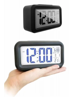 Dijital Masa Saati Termometreli Takvim Çalar Saat Led Ekran Pilli