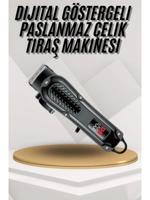 Dijital Profesyonel Kablosuz Saç Sakal Tıraş Makinası Sessiz Paslanmaz Çelik