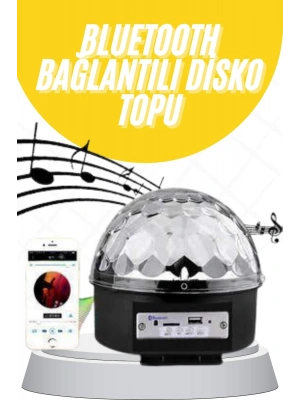 Disko Topu Renkli Işıklı Lazer Parti Bluetooth Bağlantılı Led Küre