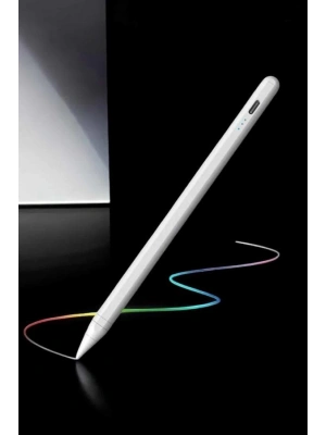 Dokunmatik Kalem Beyaz Şarjlı Yedek Uçlu Android ve İOS Uyumlu