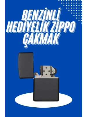 Doldurulabilir Siyah Benzinli Çakmak Metalik