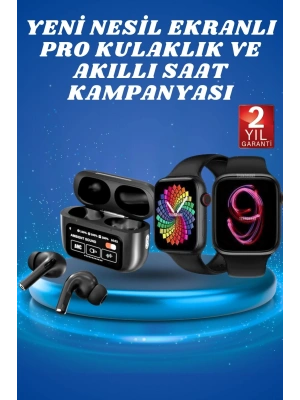 Ekranlı Yeni Nesil Pro Kulaklık ve Akıllı Saat Kampanyası Kulak İçi Mikrofonlu