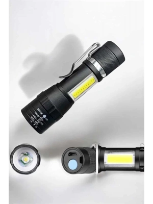 El Feneri Led USB Şarjlı Zoom Mini Led Işık Acil Durum Feneri