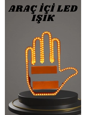 El Orta Parmak Led Kumandalı Araç İçi Reflektör Arka Cam El Simgesi