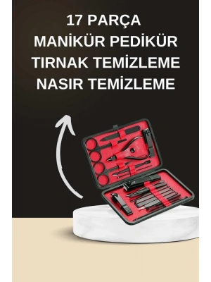 Elektrikli Manikür Pedikür Seti İkili Set 17 Parça Tırnak Bakımı Nasır Temizleme Tırnak Şekillendirme