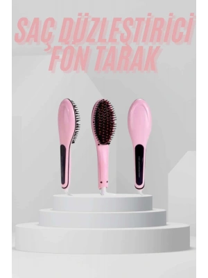 Elektrikli Saç Düzleştirici Tarak Saç Düzleştirici Fırça Sıkı Dişli Pembe