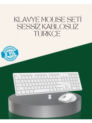 Ergonomik Kablosuz Klavye Mouse Takımı - Tam Boy, Sessiz ve Güvenilir