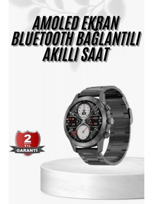 Erkeklere Özel Akıllı Saat Çelik Kordon Bluetooth Bağlantılı İOS ve Android Uyumlu