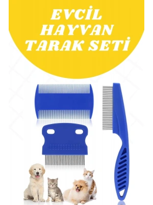 Evcil Hayvan Tarak Seti 4lü Bit Tarağı Ked Köpek Tüyüne Uygun