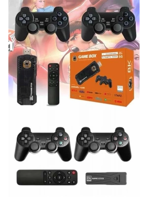 Game Stick Çift Oyun Konsolu Smart TV Game Box 8k Ultra HD 64 Gb