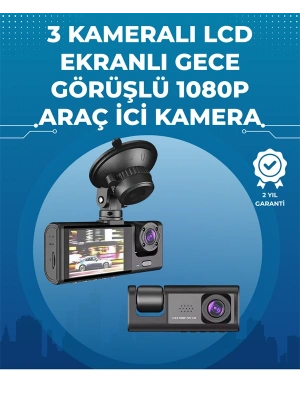 Gece Görüşlü 3lü Araç Kamerası – Geri Görüş Destekli, 170° Geniş Açı