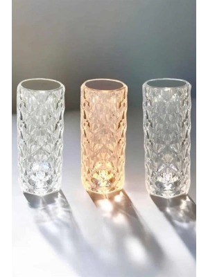 Gece Lambası Kristal Lamba Dokunmatik Şarjlı Hediyelik