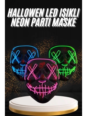 Hallowen Parti Maskesi Neon Led Işıklı Maske 3 Modlu Cadılar Bayramı Maskesi