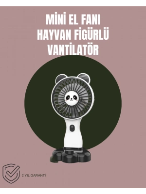 Hayvan Figürlü Mini El Fanı – USB Şarjlı Sessiz Vantilatör