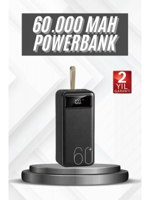 Hızlı Şarj 4 Çıkışlı Powerbank 60.000 Mah Taşınabilir Dijital Göstergeli