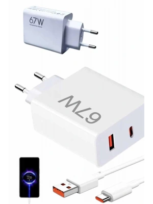Hızlı Şarj Aleti Adaptörü Kablo Seti 67W Uzun Ömürlü Beyaz
