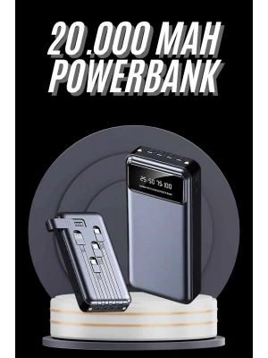 Hızlı Şarj Özellikli 20.000 Mah Dijital Göstergeli USB Girişli Android ve İOS Uyumlu Powerbank