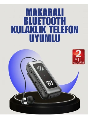 İçi Sarılabilen Kablo ve Yaka Klipsli Bluetooth Kulaklık