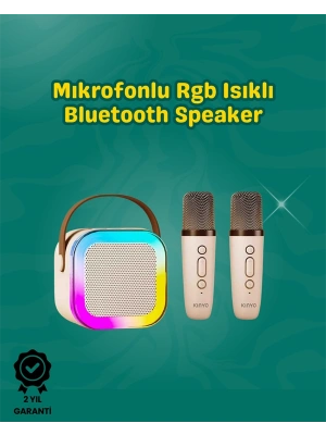 İki Mikrofonlu Renkli LED Işıklı Karaoke Cihazı