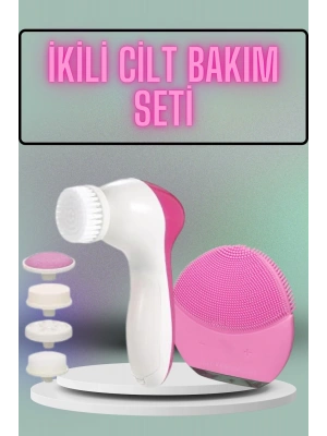 İkili Cilt Bakım Seti 5 Başlıklı Yüz Temizleme ve Masaj Aleti Canlandırıcı ve Onarıcı
