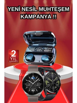 İkili Set Akıllı Saat Ve Bluetooth Kulaklık Kablosuz Uzun Pil Ömrü Spor Modları