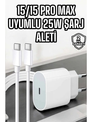 İOS Uyumlu Type-C Girişli Hızlı Şarj 15/15 Pro Max Adaptör ve Kablosu