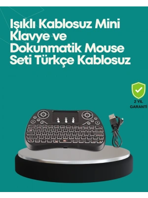Işıklı Kablosuz Mini Klavye – 2.4 GHz, Dokunmatik Mouse Özellikli