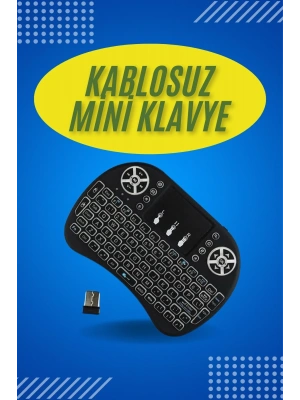 Işıklı Kablosuz Mini Klavye ve Dokunmatik Mouse Seti Türkçe Kablosuz