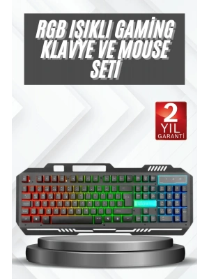 Işıklı Oyuncu Q Klavye Mouse Seti Siyah Gaming Oyuncu Klavye