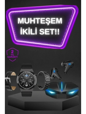 Kablosuz Bluetooth Bağlantılı Kulaklık ve Dokunmatik Ekran Akıllı Saat Arama Cevaplama