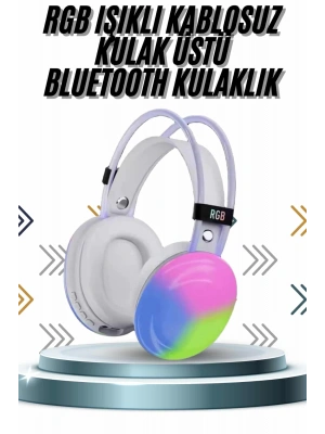 Kablosuz Bluetooth Kulaklık RGB Işıklı Kulak Üstü 5.3 Bluetooth Bağlantılı